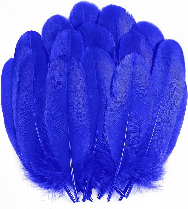 Holmgren Royal Blue Goose Feathers - 200pcs 5-7inch Natural Goose Feather Bulk for Crafts DIY Cosplay Wings Wedding Party Halloween Decoration (Royal Blue) - Image 1